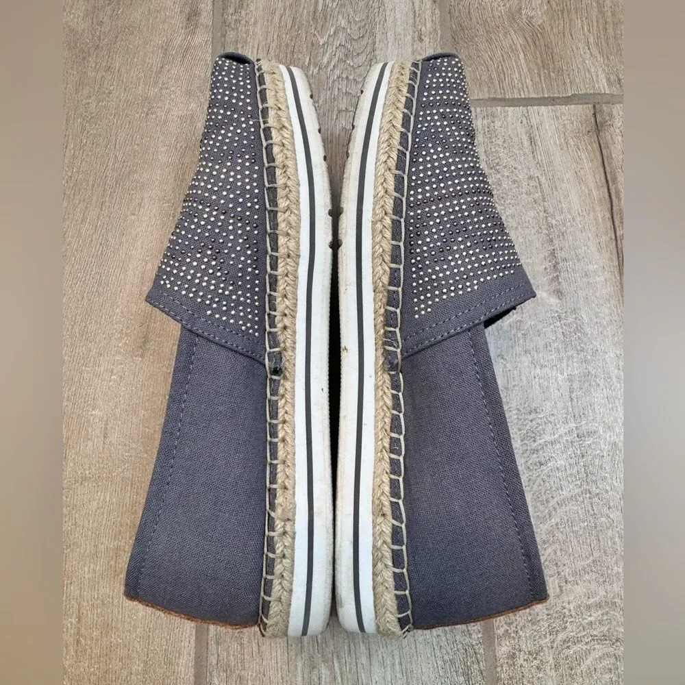 BOBS Skechers Women’s Gray Moonbeams and Stars Slip-On Espadrille Shoes Size 10